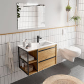 Mueble de baño ATTILA 850 2 cajones con coqueta reversible + Lavabo - BañoClick